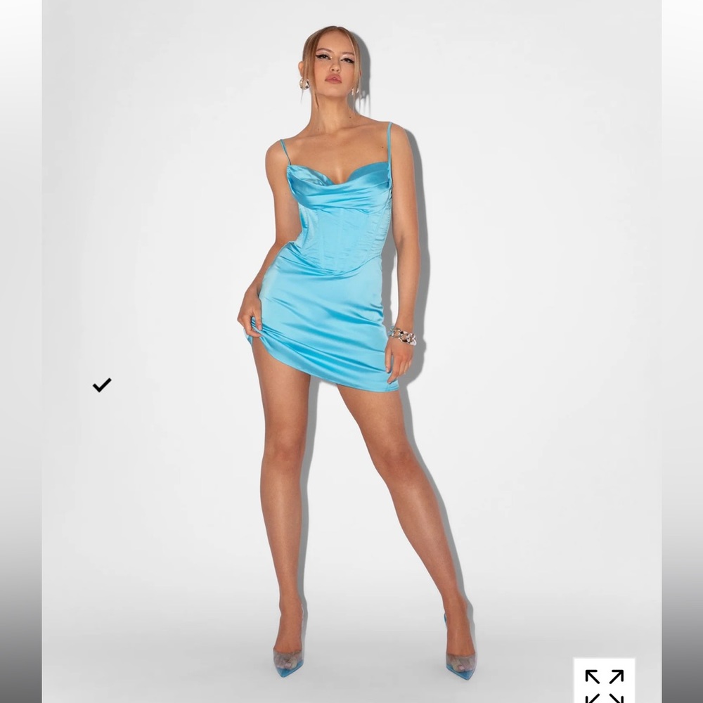 Heiress Beverly Hills blue corset mini dress